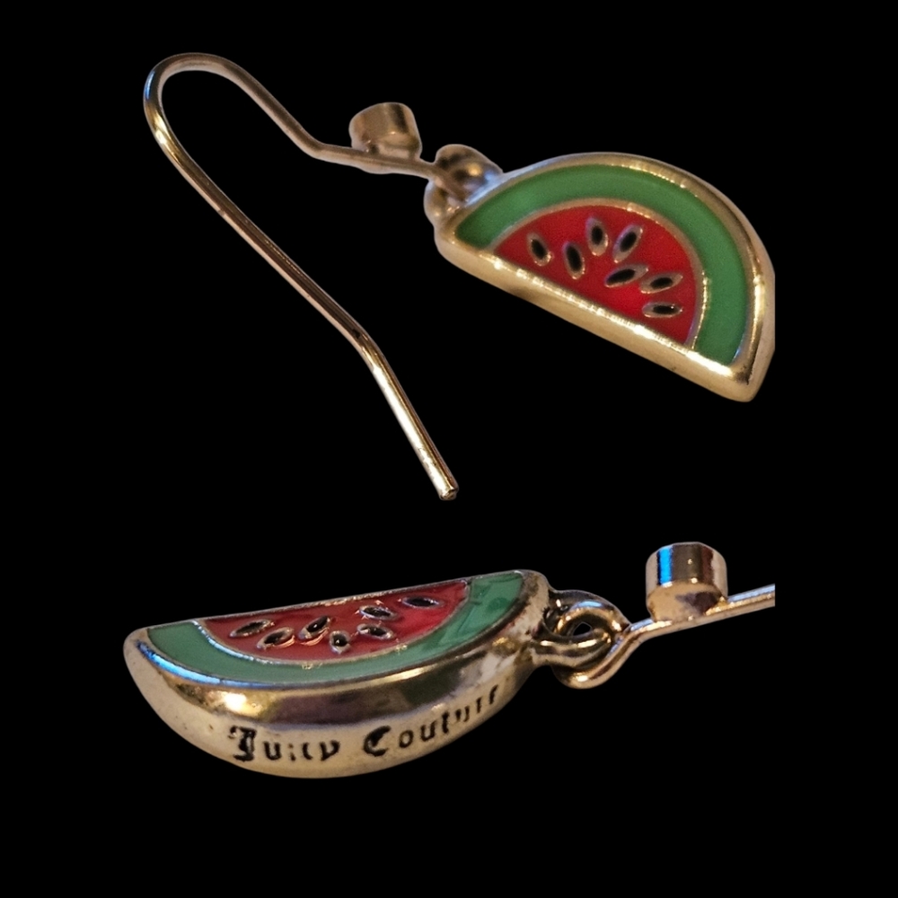 🍉JUICY COUTURE Y2K Watermelon Slice Earrings With Designer's Signature - EPC